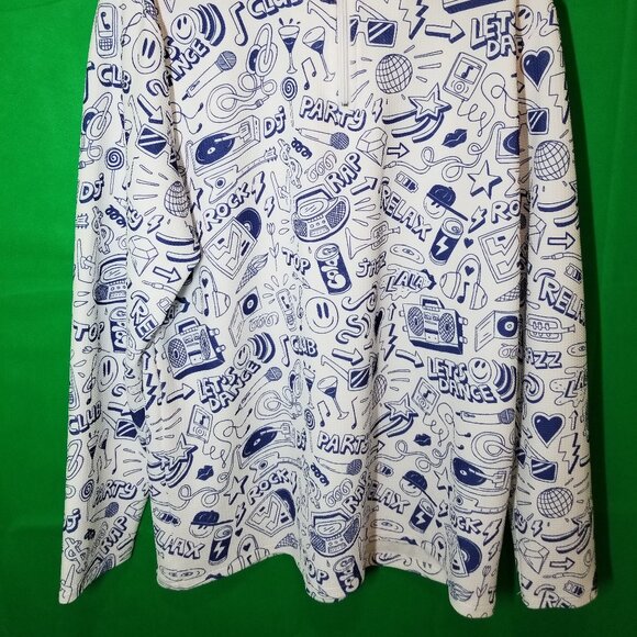 Golf Gentry Men's 1/4 Zip Long Sleeve Size XL Blue White Loud Party Design - Picture 2 of 7